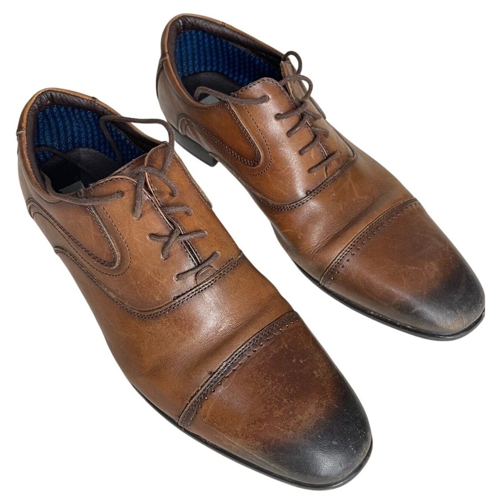 Steve Madden Brown P-Mitch Leather Cap Toe Oxford Shoes Mens 12 Discontinued